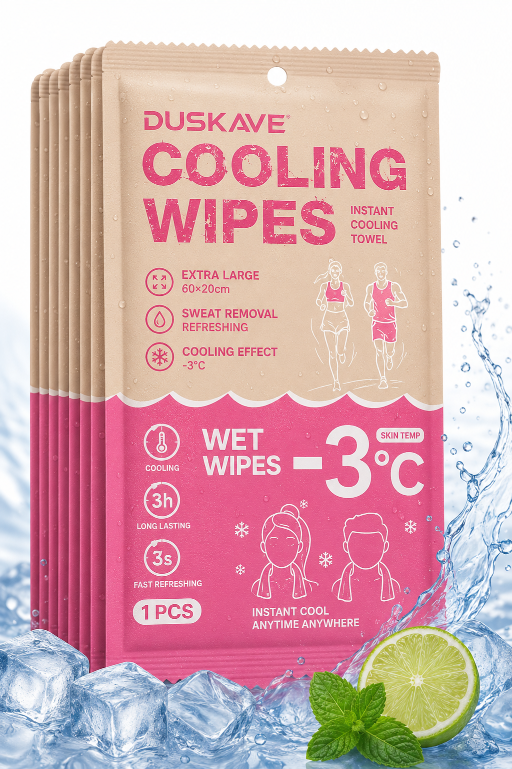 Duskave Extra-Large Cooling Wipes – Instant Refreshing Body Towels