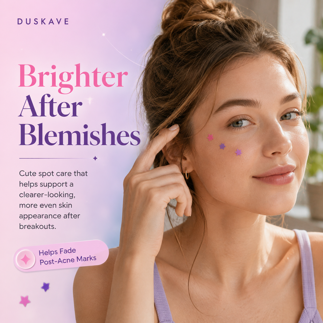 🌟 Duskave™ Colorful Star Pimple Patches – Cute Hydrocolloid Spot Care That Absorbs Gunk & Helps Flatten Breakouts – 40 Count