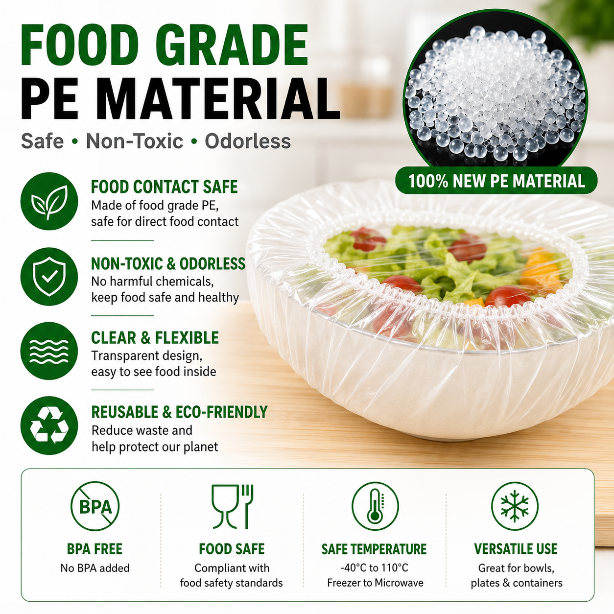 🔥 100PCS Stretch Food Covers – Cover Any Bowl or Plate in Seconds! Fresh, Clean & Mess-Free 🥗✨