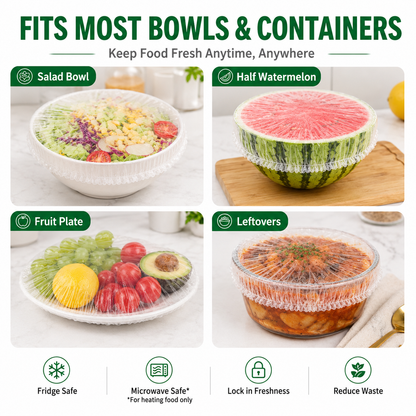 🔥 100PCS Stretch Food Covers – Cover Any Bowl or Plate in Seconds! Fresh, Clean & Mess-Free 🥗✨