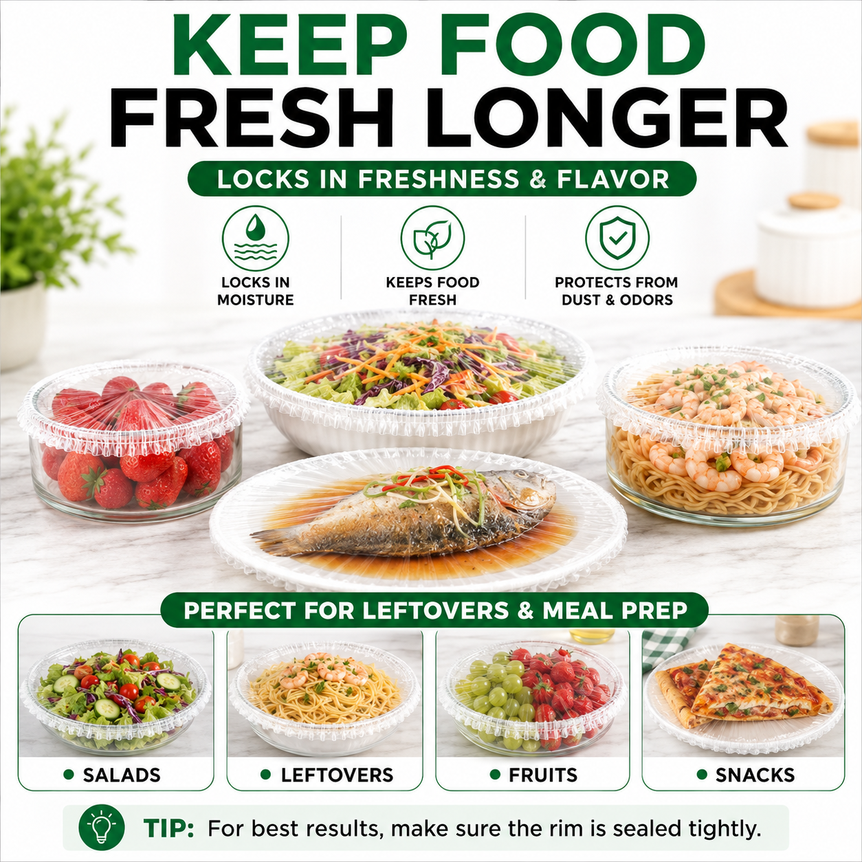 🔥 100PCS Stretch Food Covers – Cover Any Bowl or Plate in Seconds! Fresh, Clean & Mess-Free 🥗✨