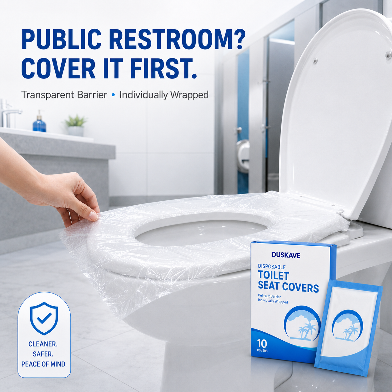 Duskave Disposable Toilet Seat Covers – Waterproof, Individually Wrapped & Travel Ready