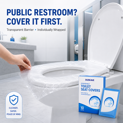 Duskave Disposable Toilet Seat Covers – Waterproof, Individually Wrapped & Travel Ready