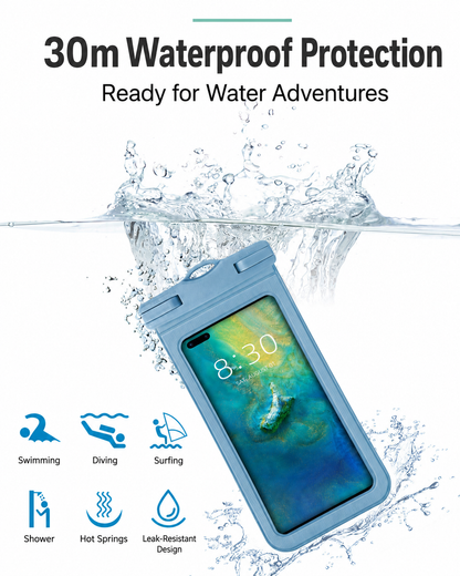 Universal Waterproof Phone Pouch with Touchscreen & Secure Lock for Swimming, Beach & Travel