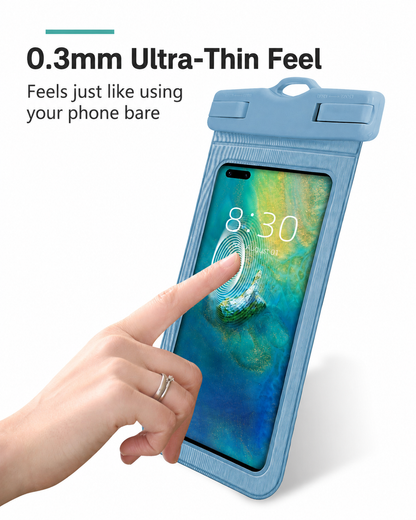 Universal Waterproof Phone Pouch with Touchscreen & Secure Lock for Swimming, Beach & Travel