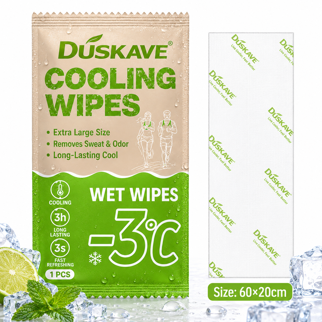 Duskave Extra-Large Cooling Wipes – Instant Refreshing Body Towels
