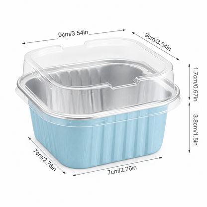 Mini Aluminum Foil Cake Pans with Lids & Spoons – Disposable Baking Cups