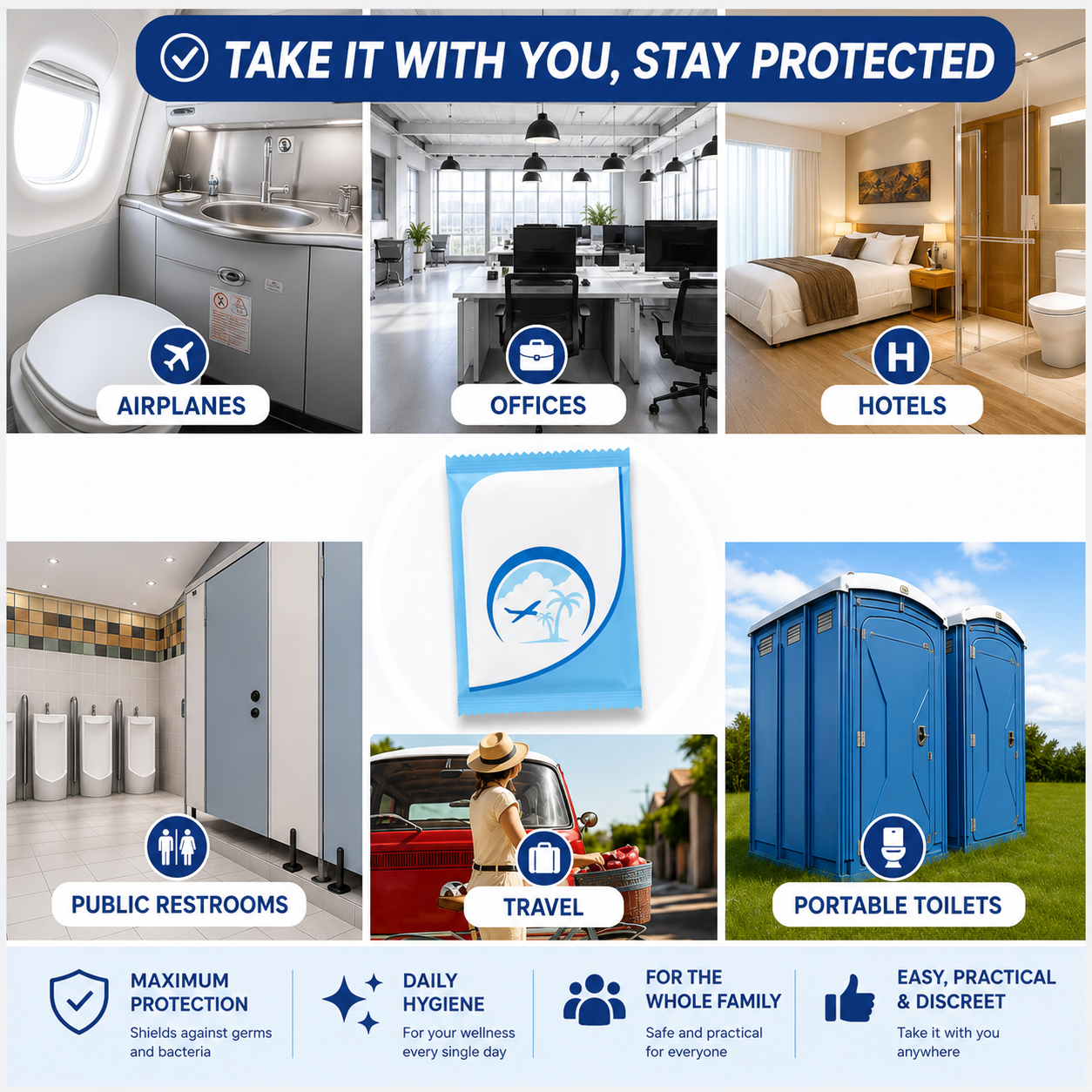 Duskave Disposable Toilet Seat Covers – Waterproof, Individually Wrapped & Travel Ready