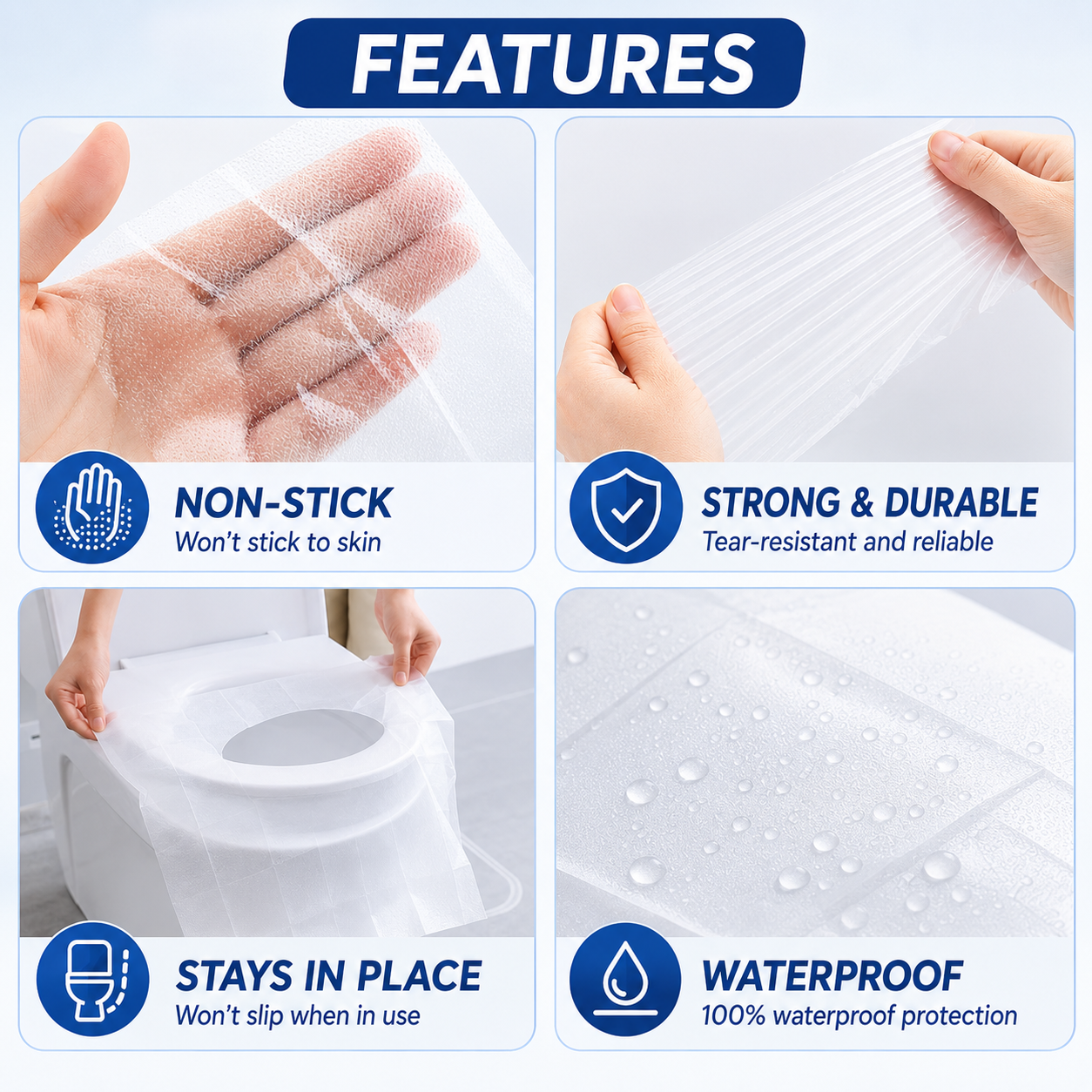 Duskave Disposable Toilet Seat Covers – Waterproof, Individually Wrapped & Travel Ready
