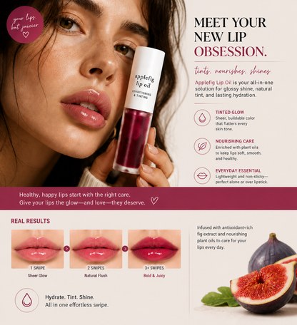 Apple Lip Oil Gloss – Plumping Hydration Lip Gloss, Non-Sticky Glass Shine, Long Lasting Moisturized Lips